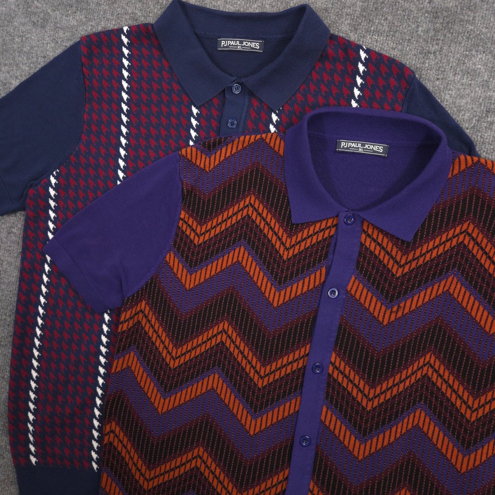 Lot of 2 PJ Paul Jones Sweater Polo Shirts Mens XL Breathable Knit Retro Preppy